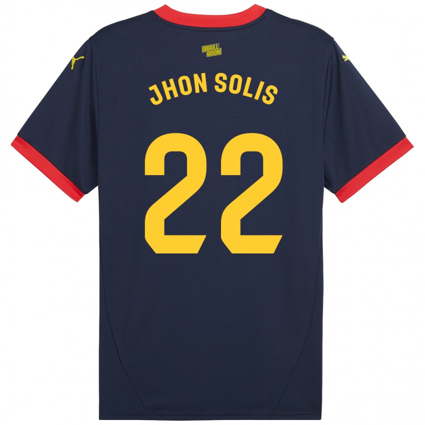 Férfi Jhon Solís #22 Sötétvörös Idegenbeli Jersey 2024/25 Mez Póló Ing