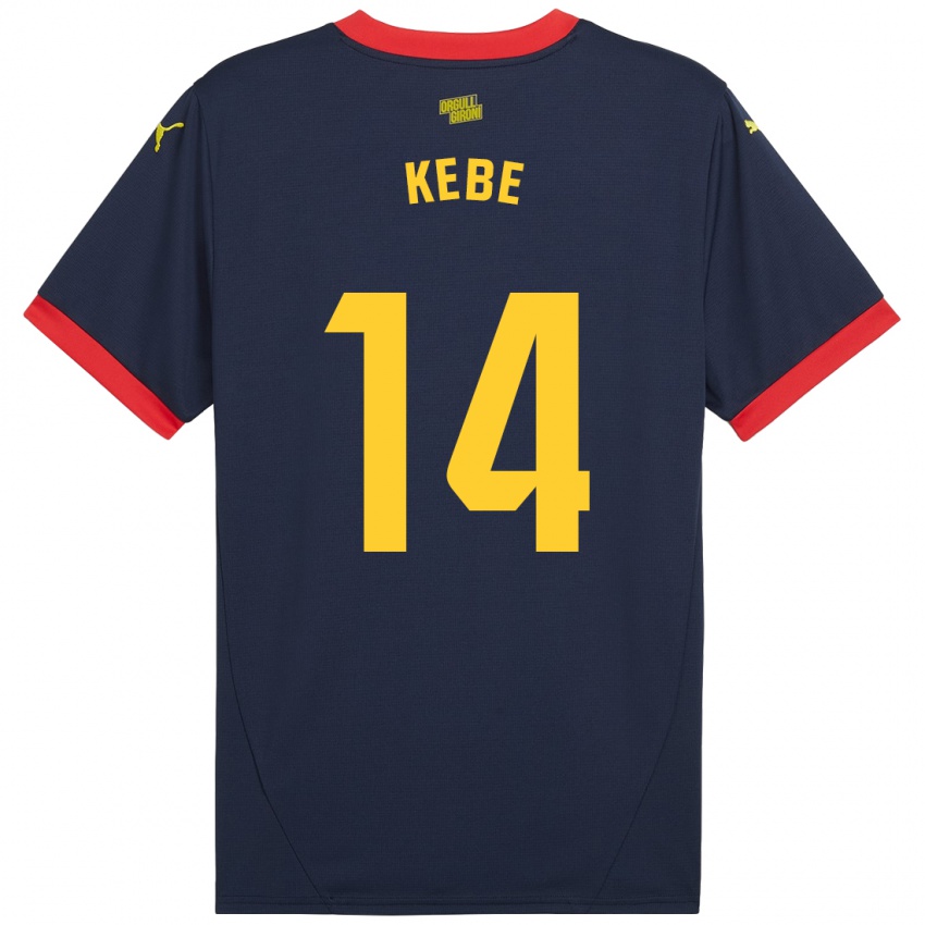 Férfi Moussa Kébé #14 Sötétvörös Idegenbeli Jersey 2024/25 Mez Póló Ing