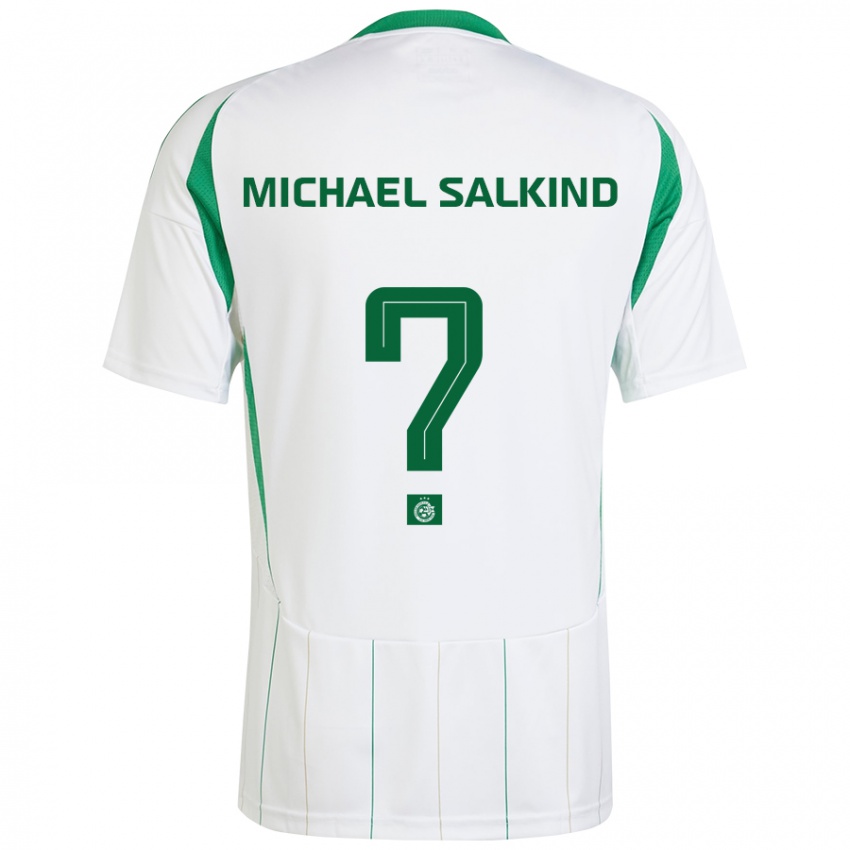 Férfi Liav Michael Salkind #0 Fehér Zöld Idegenbeli Jersey 2024/25 Mez Póló Ing