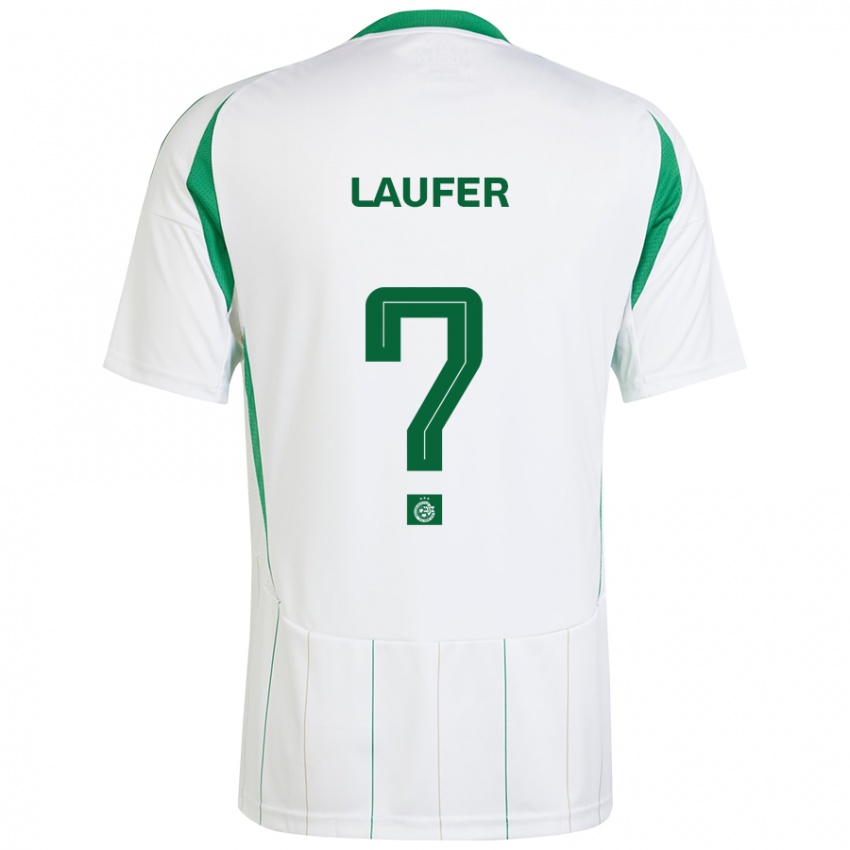 Férfi Ronny Laufer #0 Fehér Zöld Idegenbeli Jersey 2024/25 Mez Póló Ing