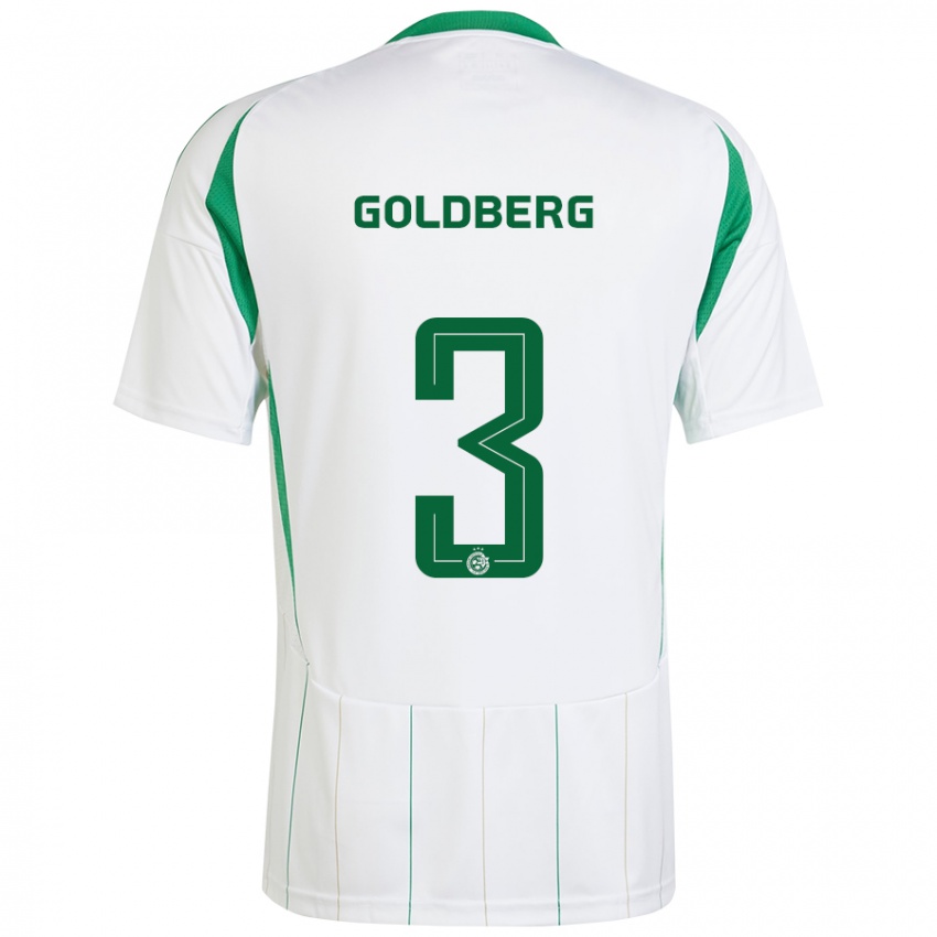 Férfi Shon Goldberg #3 Fehér Zöld Idegenbeli Jersey 2024/25 Mez Póló Ing