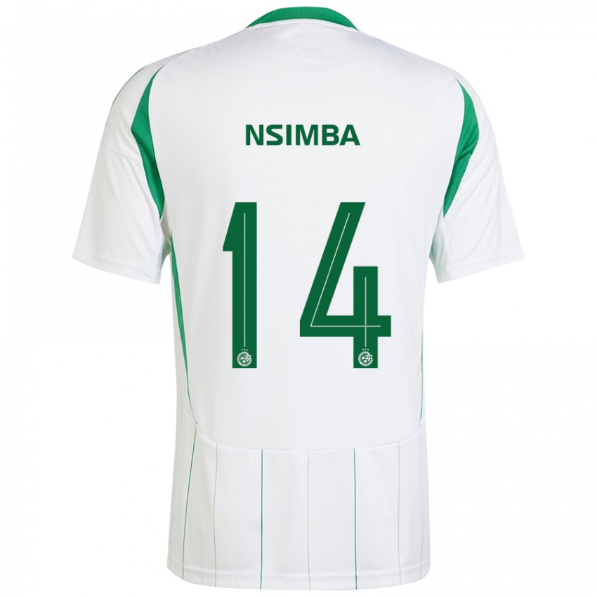 Férfi Vital Nsimba #14 Fehér Zöld Idegenbeli Jersey 2024/25 Mez Póló Ing