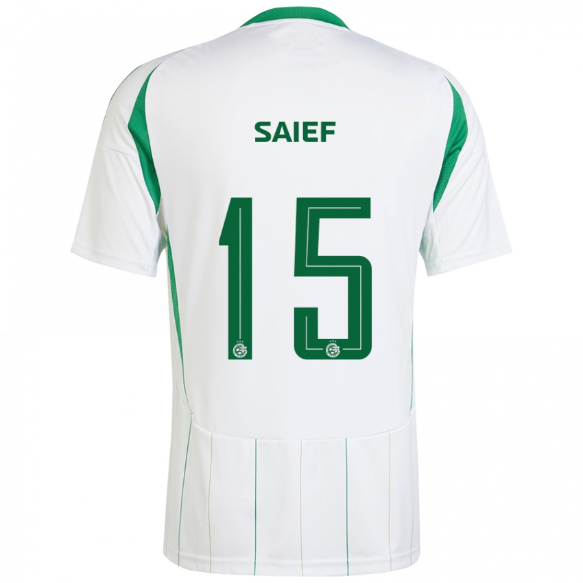 Férfi Kenny Saief #15 Fehér Zöld Idegenbeli Jersey 2024/25 Mez Póló Ing