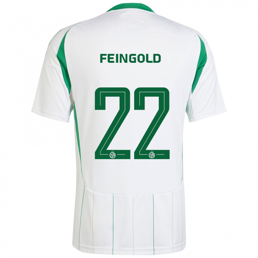 Férfi Ilay Feingold #22 Fehér Zöld Idegenbeli Jersey 2024/25 Mez Póló Ing