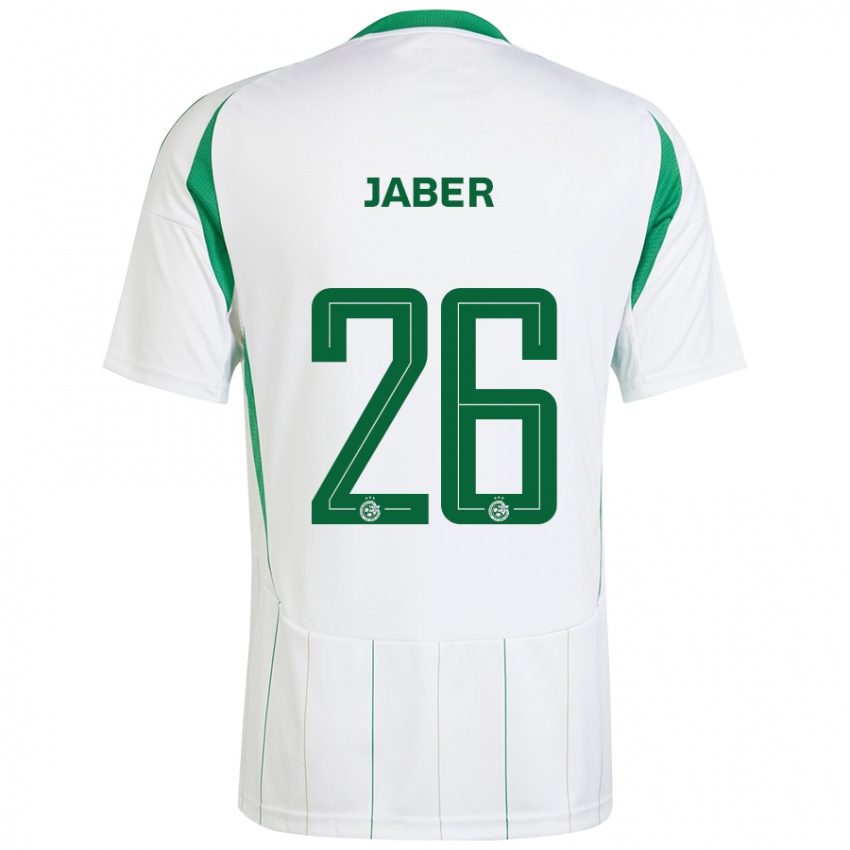 Férfi Mahmoud Jaber #26 Fehér Zöld Idegenbeli Jersey 2024/25 Mez Póló Ing