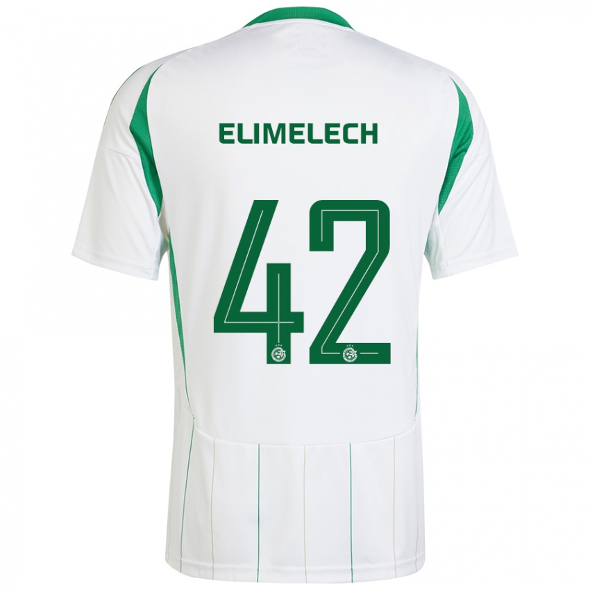 Férfi Roey Elimelech #42 Fehér Zöld Idegenbeli Jersey 2024/25 Mez Póló Ing