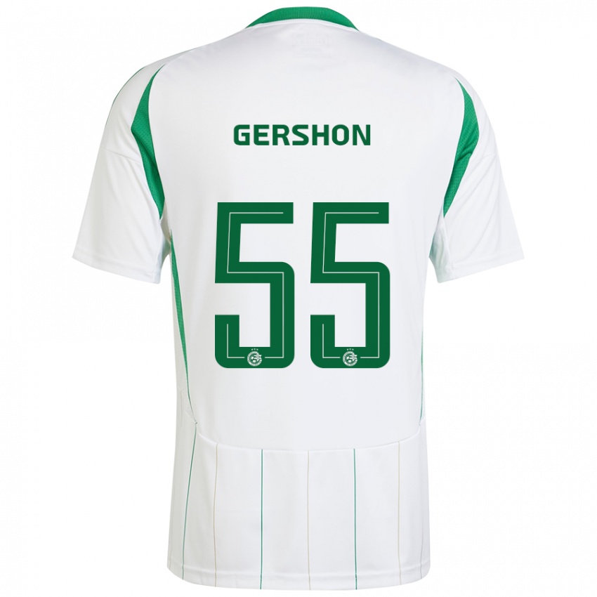 Férfi Rami Gershon #55 Fehér Zöld Idegenbeli Jersey 2024/25 Mez Póló Ing