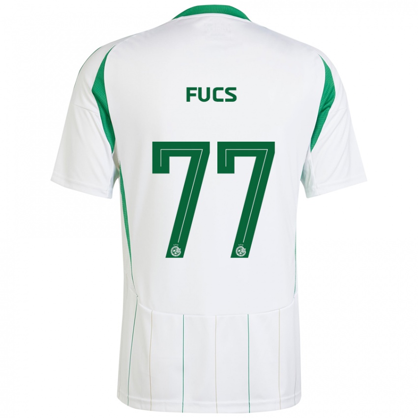 Férfi Roee Fucs #77 Fehér Zöld Idegenbeli Jersey 2024/25 Mez Póló Ing