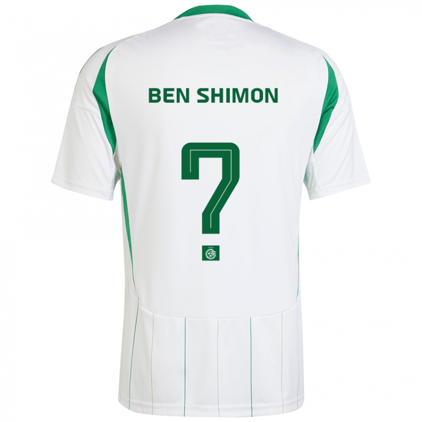 Férfi Elad Ben Shimon #0 Fehér Zöld Idegenbeli Jersey 2024/25 Mez Póló Ing