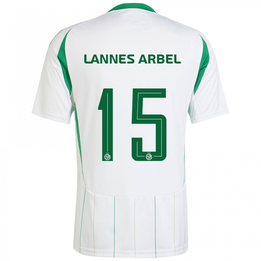 Férfi Tomer Lannes Arbel #15 Fehér Zöld Idegenbeli Jersey 2024/25 Mez Póló Ing