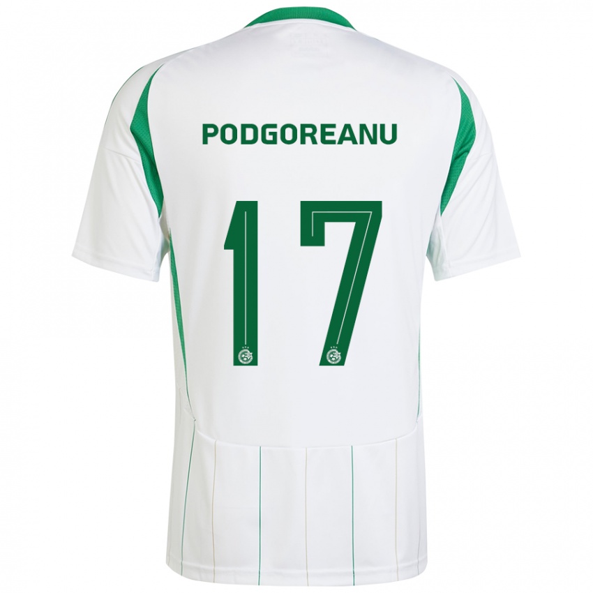 Férfi Suf Podgoreanu #17 Fehér Zöld Idegenbeli Jersey 2024/25 Mez Póló Ing