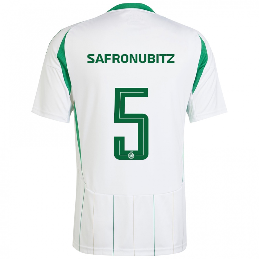 Férfi Dan Safronubitz #5 Fehér Zöld Idegenbeli Jersey 2024/25 Mez Póló Ing