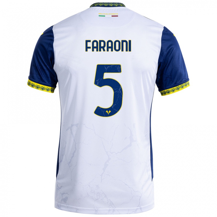 Férfi Davide Faraoni #5 Fehér Kék Idegenbeli Jersey 2024/25 Mez Póló Ing