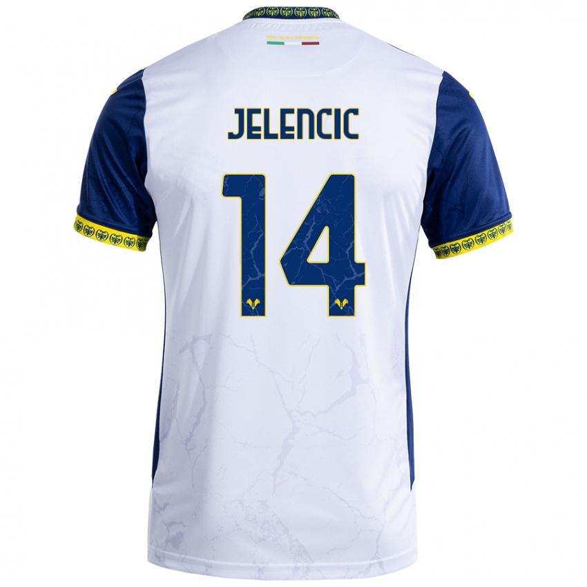 Férfi Ana Jelencic #14 Fehér Kék Idegenbeli Jersey 2024/25 Mez Póló Ing