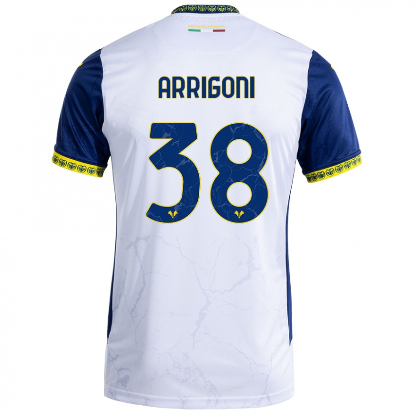 Férfi Arrigoni #38 Fehér Kék Idegenbeli Jersey 2024/25 Mez Póló Ing