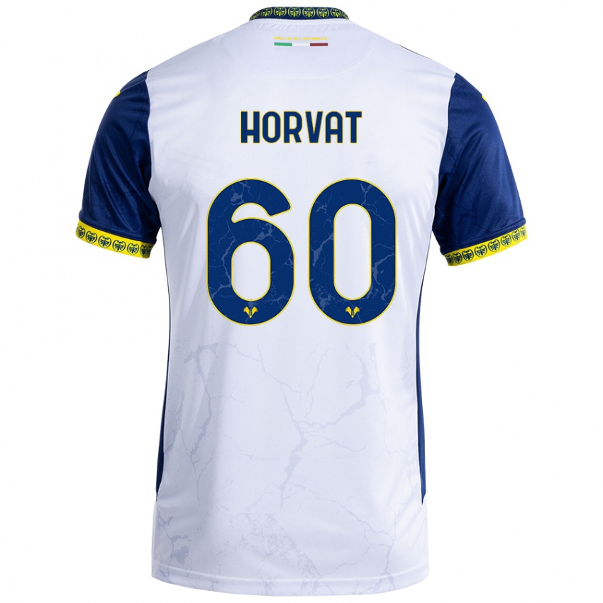 Férfi Mihaela Horvat #60 Fehér Kék Idegenbeli Jersey 2024/25 Mez Póló Ing