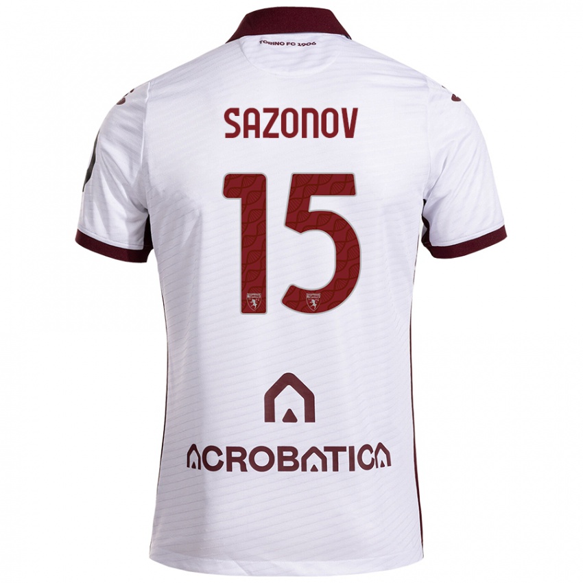 Férfi Saba Sazonov #15 Fehér Barna Idegenbeli Jersey 2024/25 Mez Póló Ing