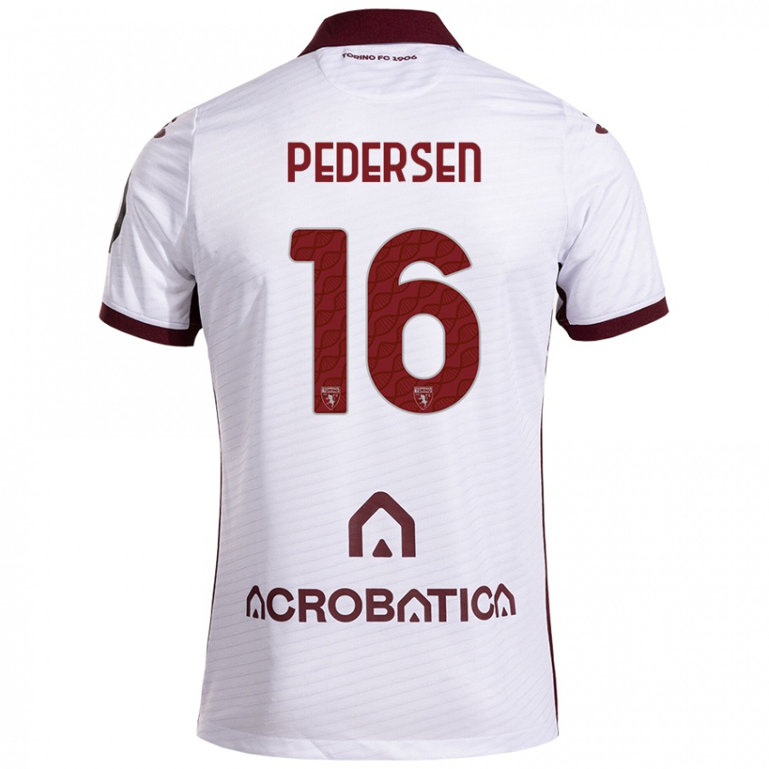 Férfi Marcus Pedersen #16 Fehér Barna Idegenbeli Jersey 2024/25 Mez Póló Ing