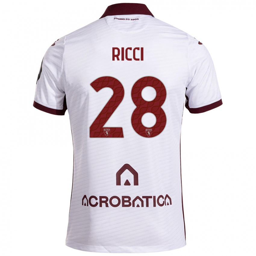 Férfi Samuele Ricci #28 Fehér Barna Idegenbeli Jersey 2024/25 Mez Póló Ing