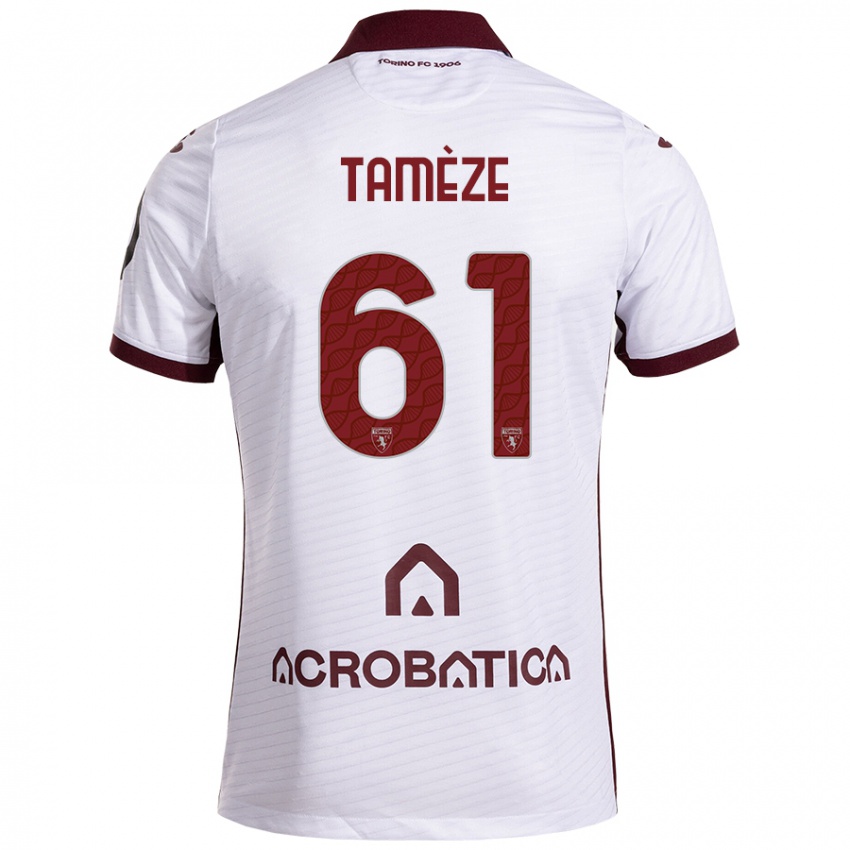 Férfi Adrien Tamèze #61 Fehér Barna Idegenbeli Jersey 2024/25 Mez Póló Ing