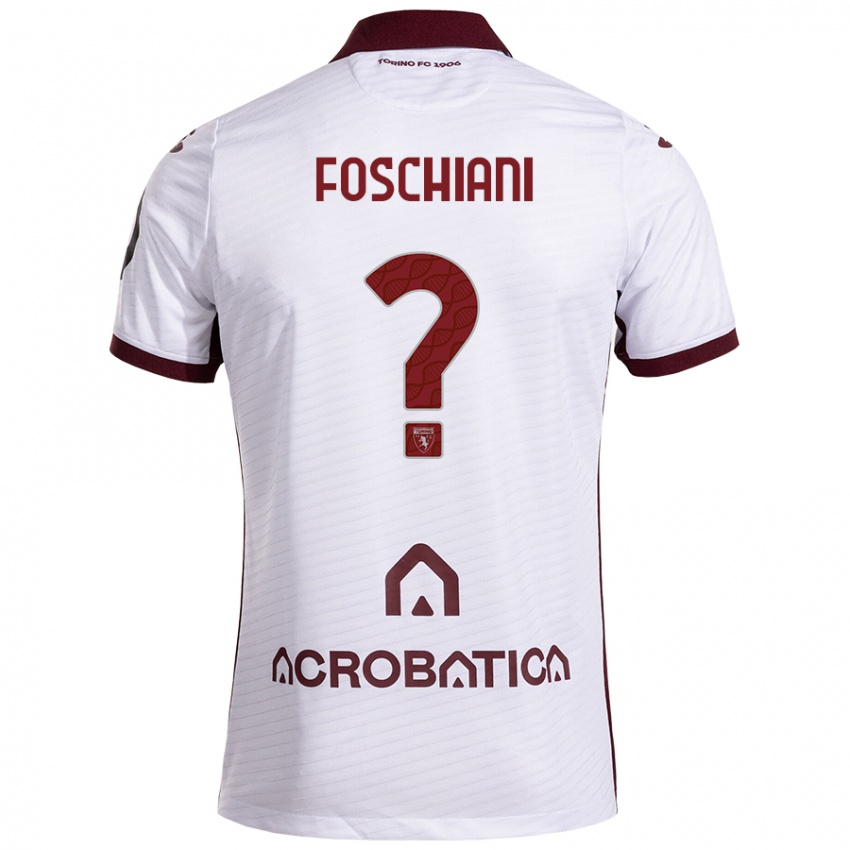 Férfi Francesco Foschiani #0 Fehér Barna Idegenbeli Jersey 2024/25 Mez Póló Ing