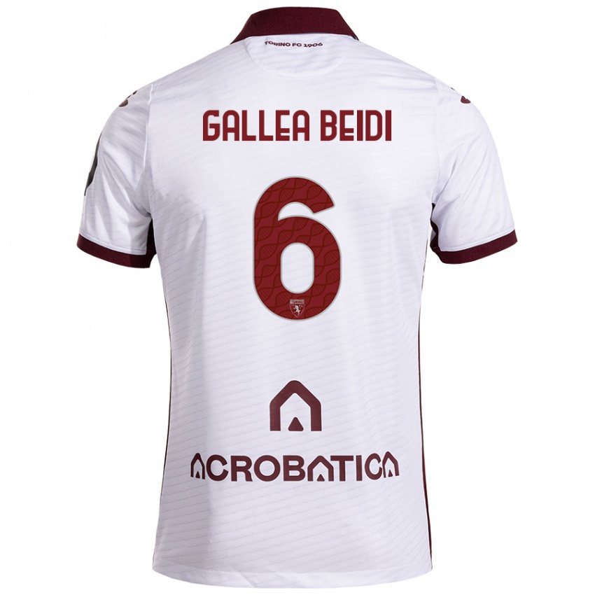 Férfi Francesco Gallea Beidi #6 Fehér Barna Idegenbeli Jersey 2024/25 Mez Póló Ing