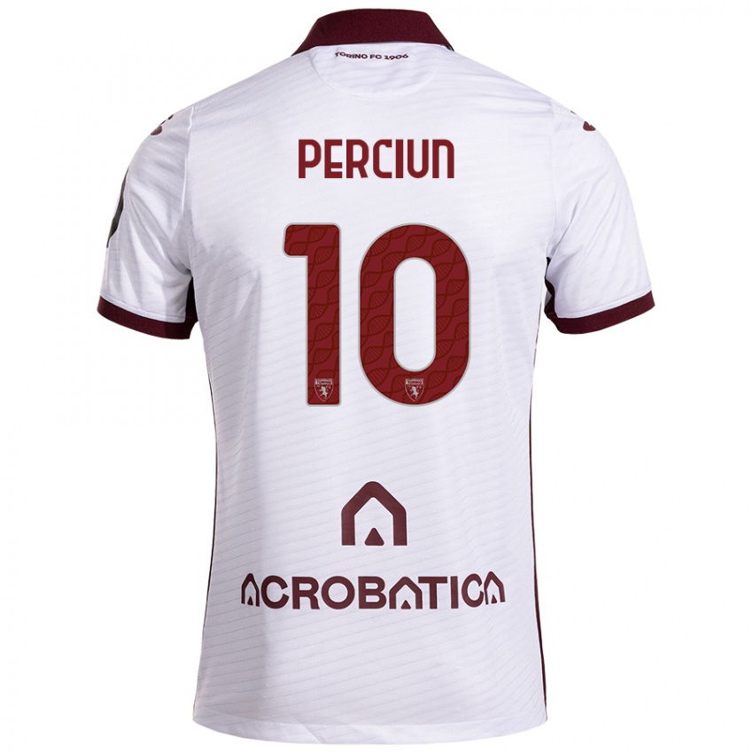 Férfi Sergiu Perciun #10 Fehér Barna Idegenbeli Jersey 2024/25 Mez Póló Ing