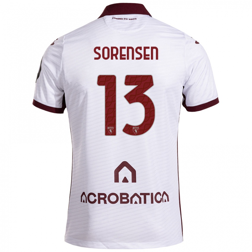 Férfi Ben Sørensen #13 Fehér Barna Idegenbeli Jersey 2024/25 Mez Póló Ing