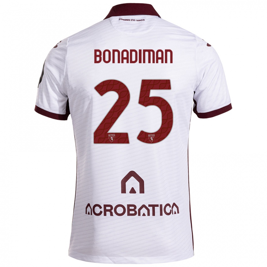 Férfi Matteo Bonadiman #25 Fehér Barna Idegenbeli Jersey 2024/25 Mez Póló Ing