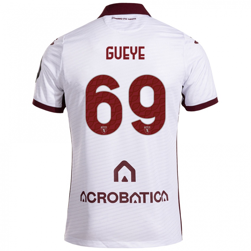 Férfi Ousmane Gueye #69 Fehér Barna Idegenbeli Jersey 2024/25 Mez Póló Ing