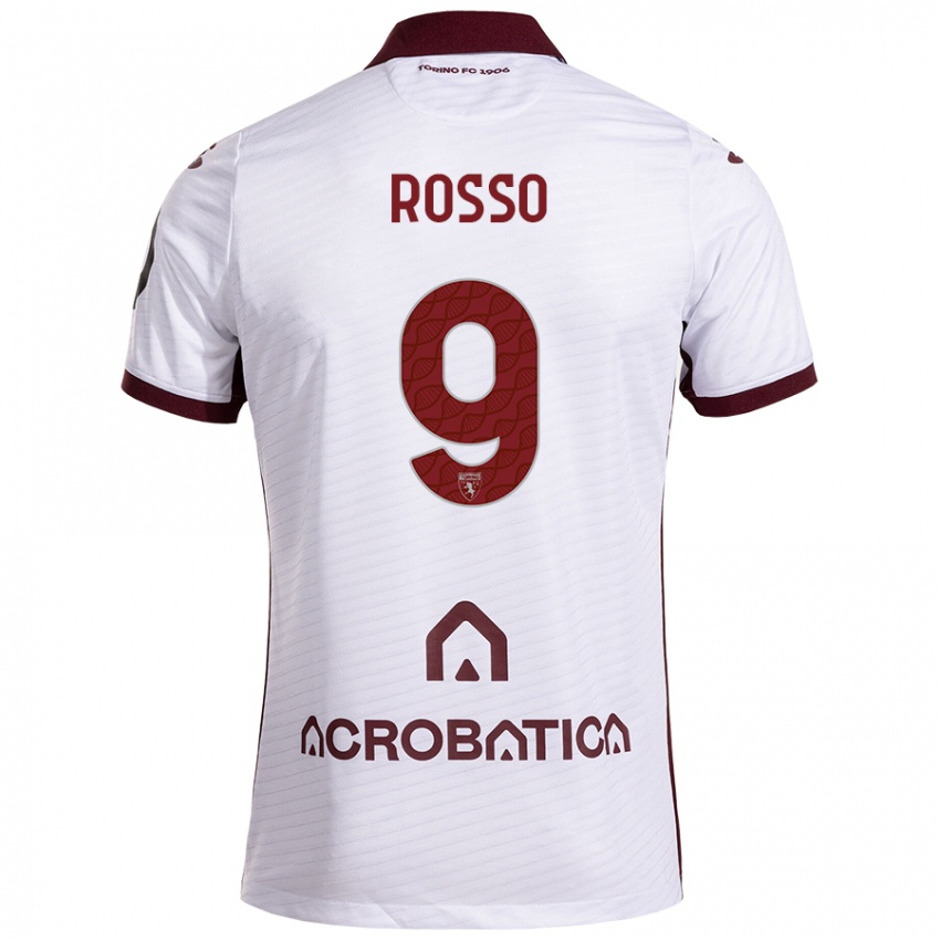 Férfi Eleonora Rosso #9 Fehér Barna Idegenbeli Jersey 2024/25 Mez Póló Ing