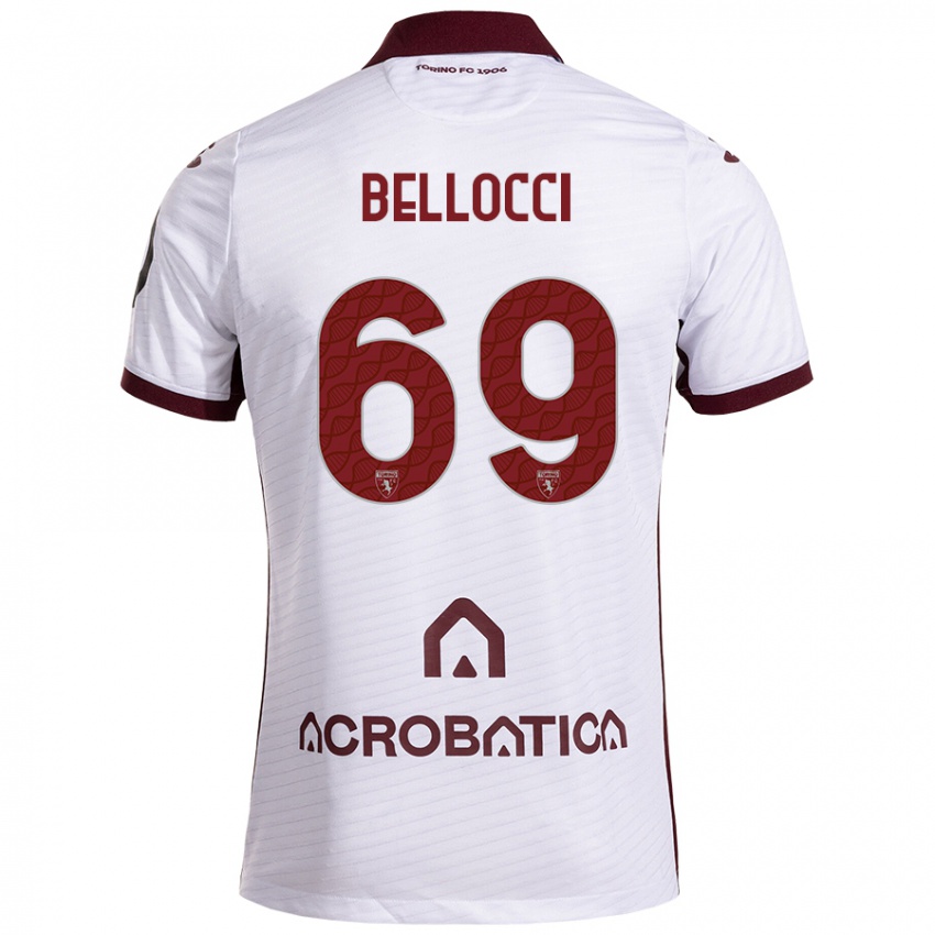 Férfi Andrea Bellocci #69 Fehér Barna Idegenbeli Jersey 2024/25 Mez Póló Ing