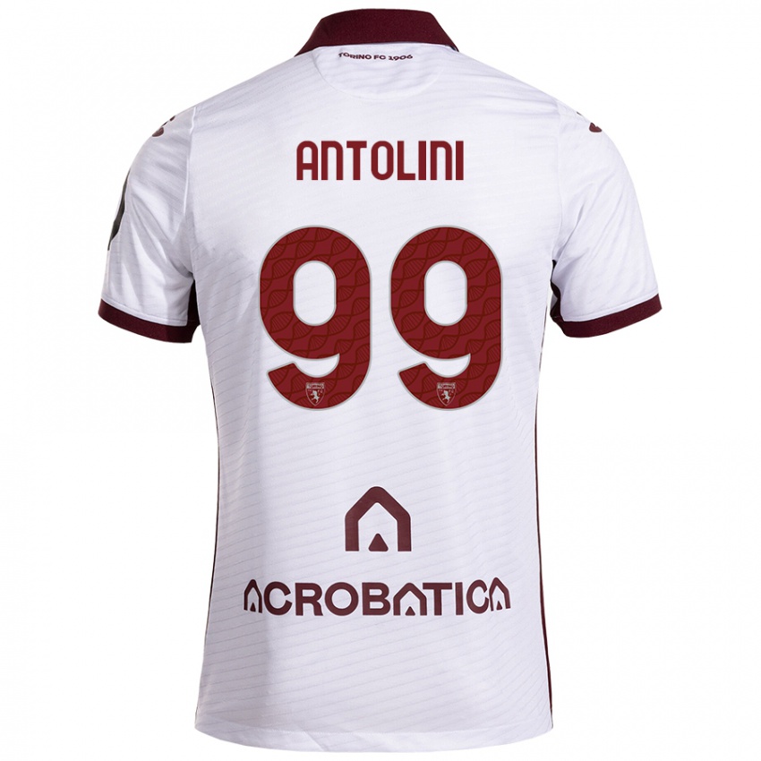 Férfi Jacopo Antolini #99 Fehér Barna Idegenbeli Jersey 2024/25 Mez Póló Ing