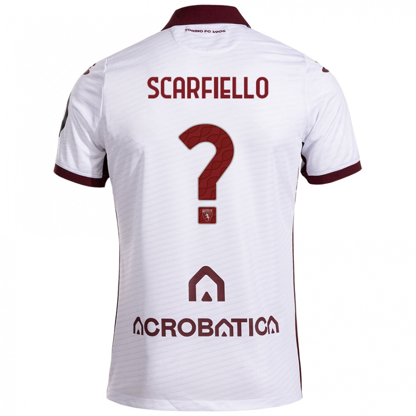 Férfi Luca Scarfiello #0 Fehér Barna Idegenbeli Jersey 2024/25 Mez Póló Ing