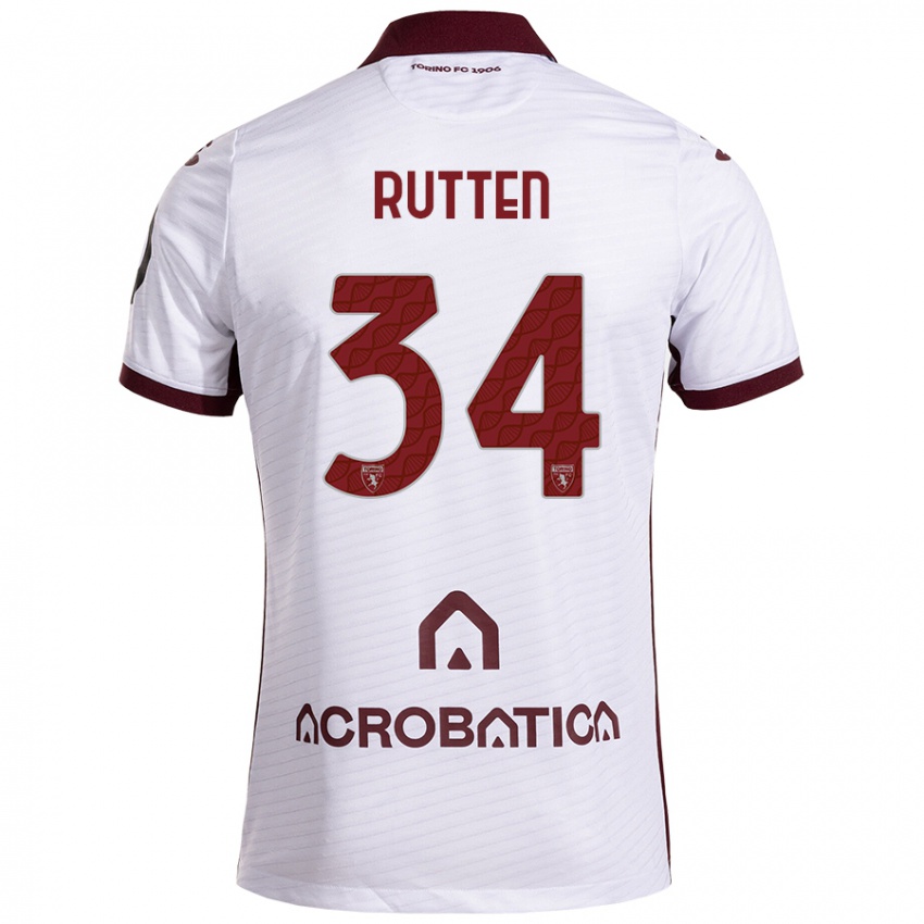 Férfi Jill Rutten #34 Fehér Barna Idegenbeli Jersey 2024/25 Mez Póló Ing