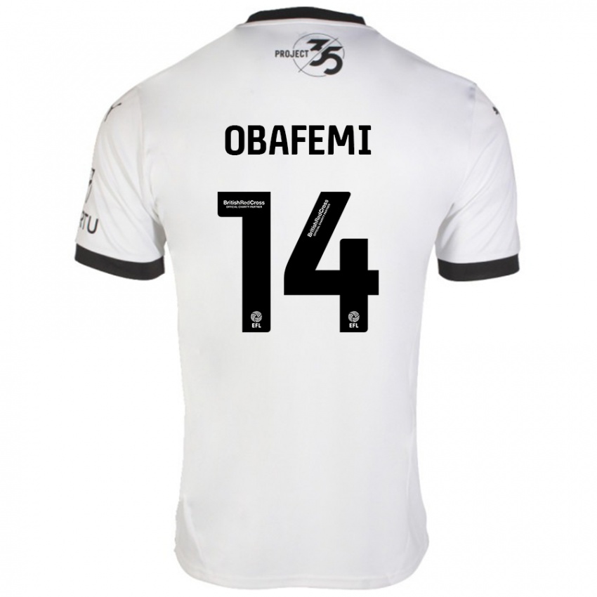 Férfi Michael Obafemi #14 Fehér Fekete Idegenbeli Jersey 2024/25 Mez Póló Ing