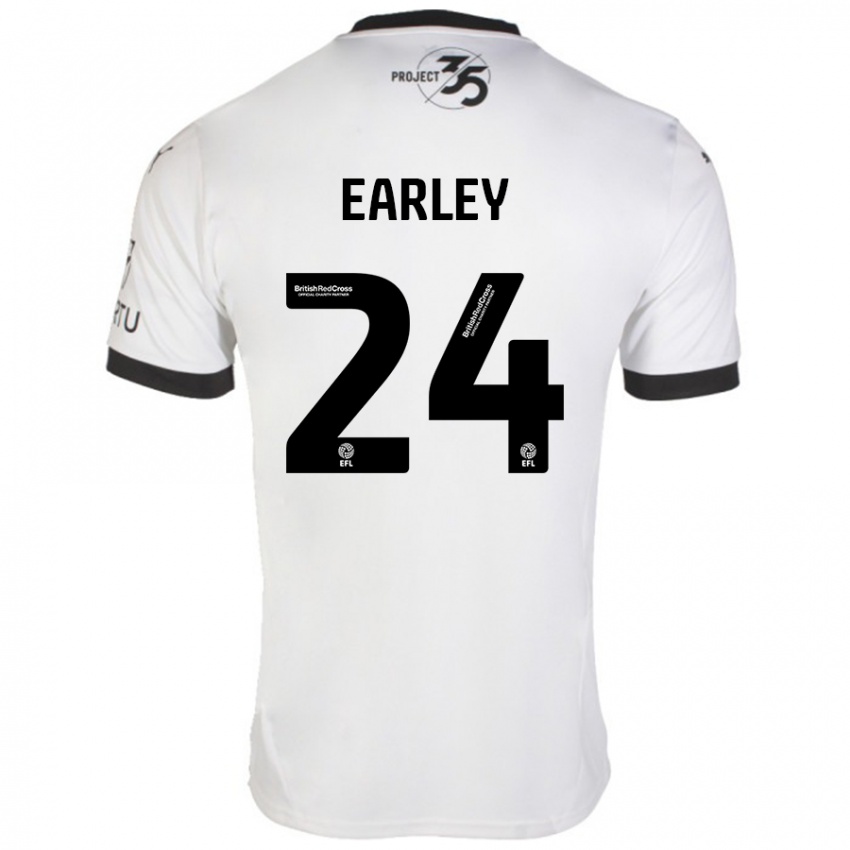 Férfi Saxon Earley #24 Fehér Fekete Idegenbeli Jersey 2024/25 Mez Póló Ing