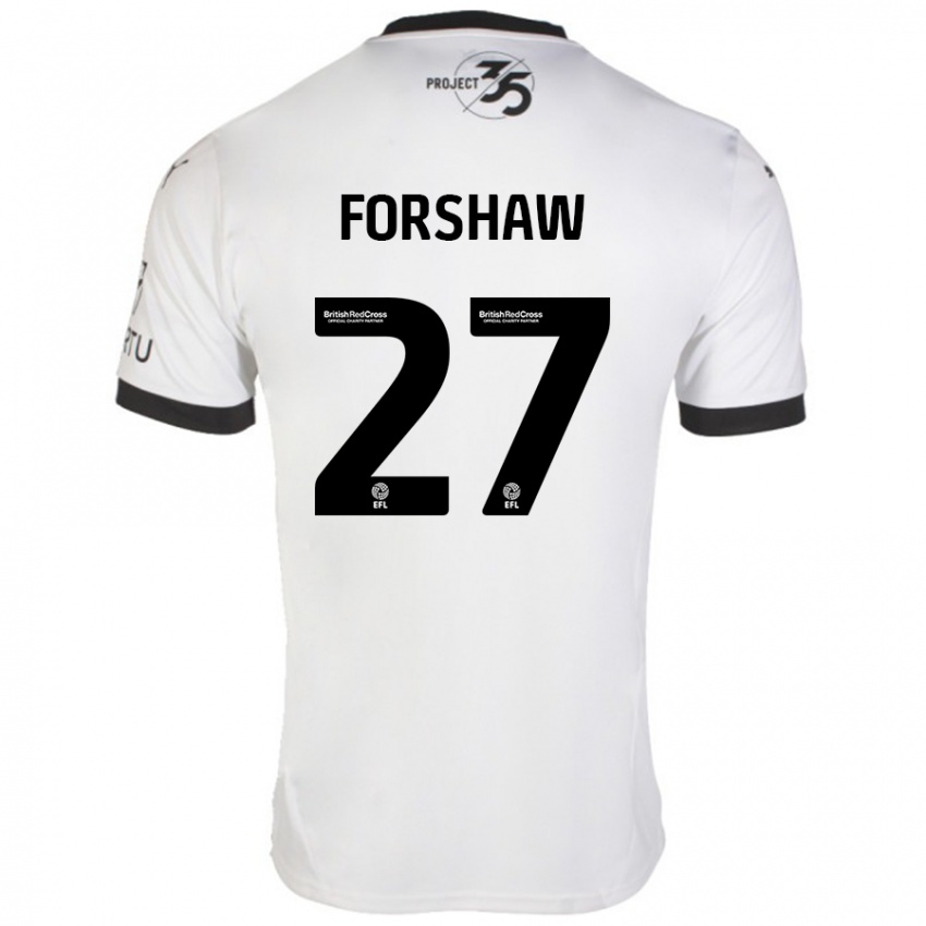 Férfi Adam Forshaw #27 Fehér Fekete Idegenbeli Jersey 2024/25 Mez Póló Ing