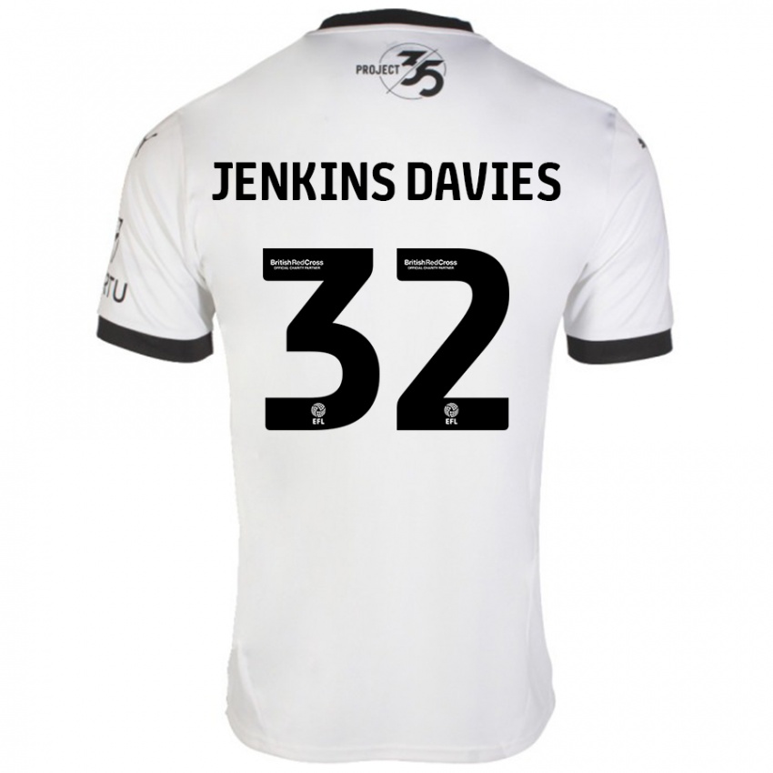 Férfi Will Jenkins-Davies #32 Fehér Fekete Idegenbeli Jersey 2024/25 Mez Póló Ing