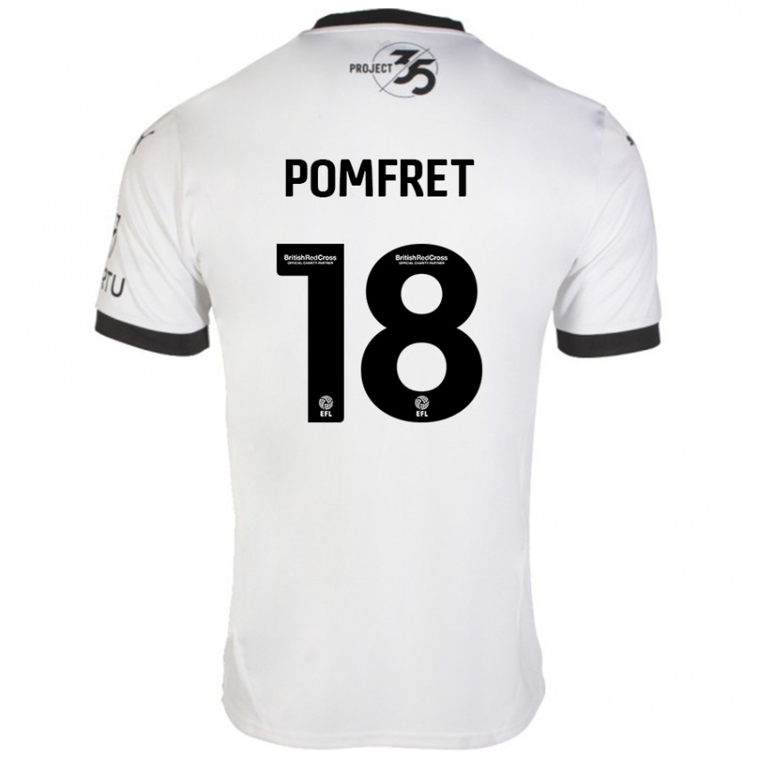 Férfi Taya Pomfret #18 Fehér Fekete Idegenbeli Jersey 2024/25 Mez Póló Ing