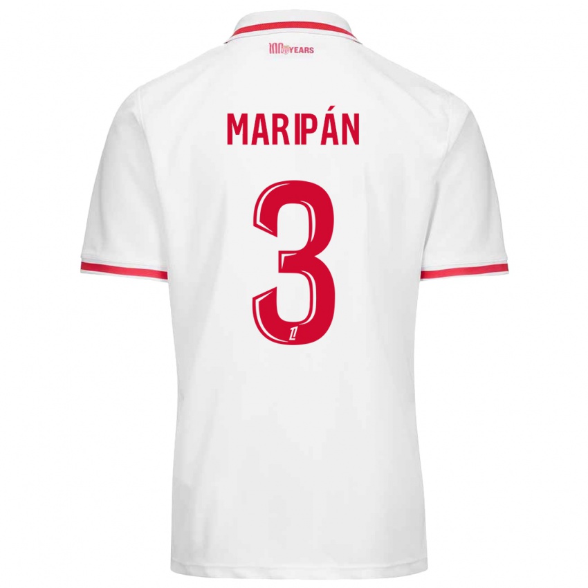 Női Guillermo Maripán #3 Fehér Piros Hazai Jersey 2024/25 Mez Póló Ing