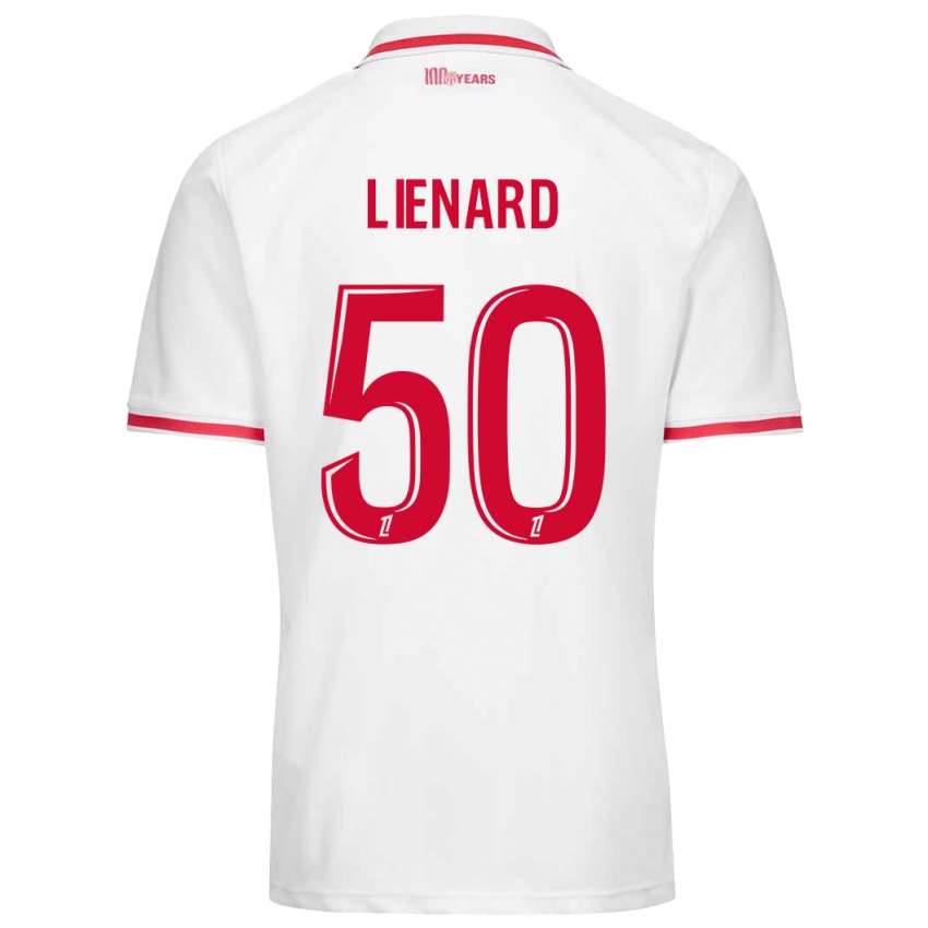 Női Yann Lienard #50 Fehér Piros Hazai Jersey 2024/25 Mez Póló Ing