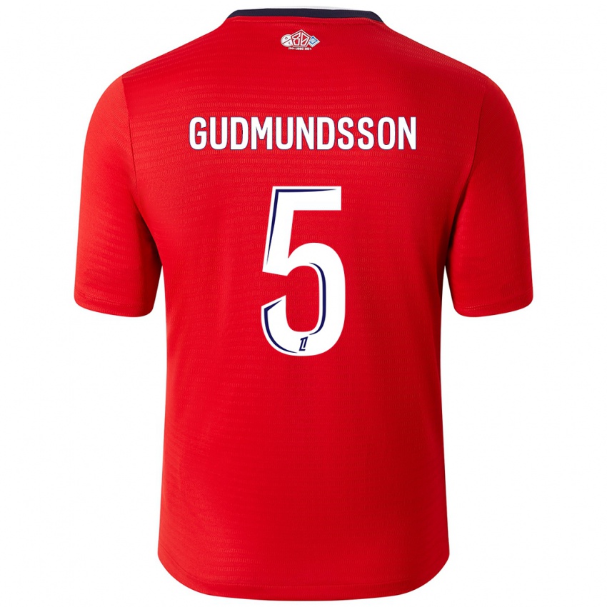 Női Gabriel Gudmundsson #5 Piros Fehér Hazai Jersey 2024/25 Mez Póló Ing