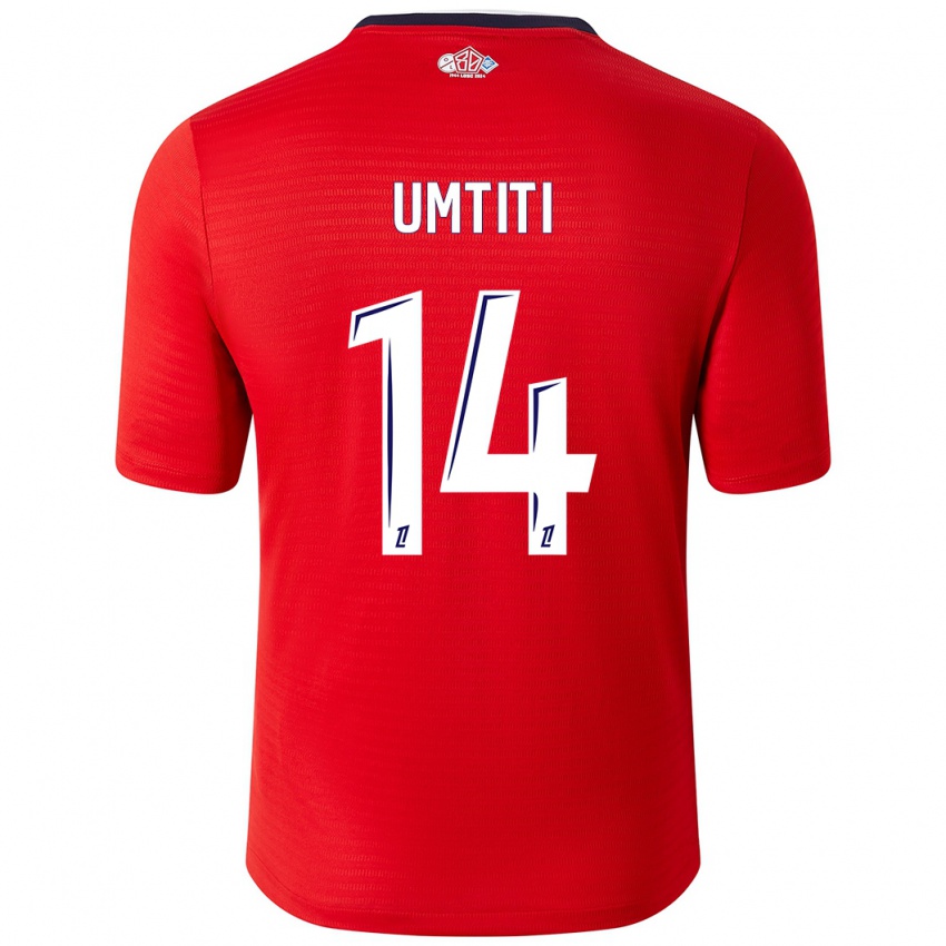 Női Samuel Umtiti #14 Piros Fehér Hazai Jersey 2024/25 Mez Póló Ing