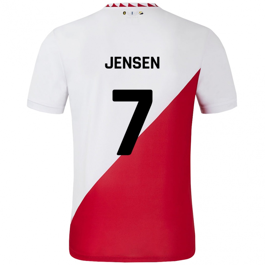 Női Victor Jensen #7 Fehér Piros Hazai Jersey 2024/25 Mez Póló Ing