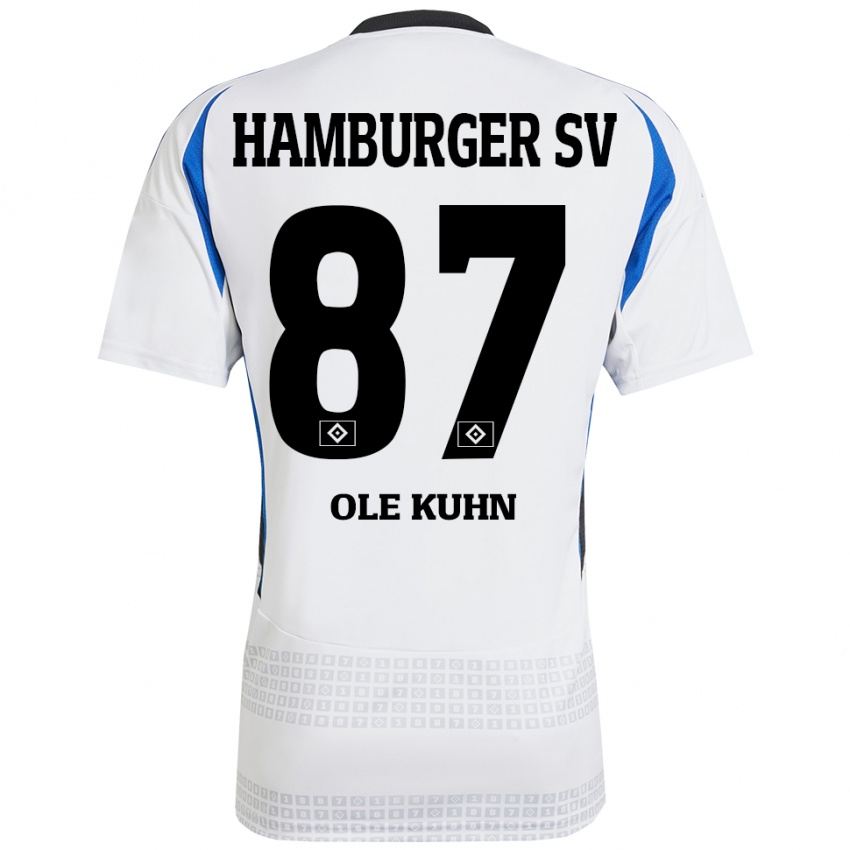 Női Niklas Ole Kühn #87 Fehér Kék Hazai Jersey 2024/25 Mez Póló Ing