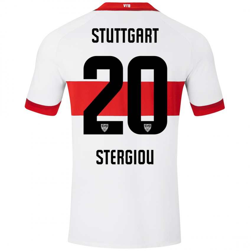 Női Leonidas Stergiou #20 Fehér Piros Hazai Jersey 2024/25 Mez Póló Ing