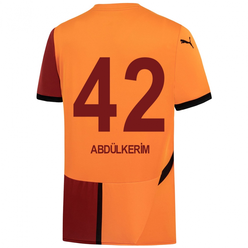 Női Abdülkerim Bardakcı #42 Sárga Piros Hazai Jersey 2024/25 Mez Póló Ing