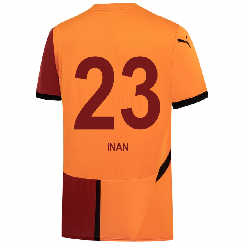 Női Müge İnan #23 Sárga Piros Hazai Jersey 2024/25 Mez Póló Ing