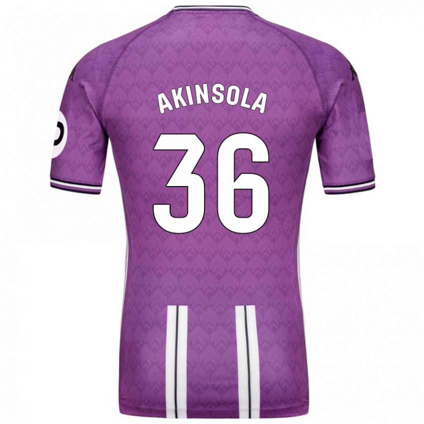 Női Tunde Akinsola #36 Lila Fehér Hazai Jersey 2024/25 Mez Póló Ing